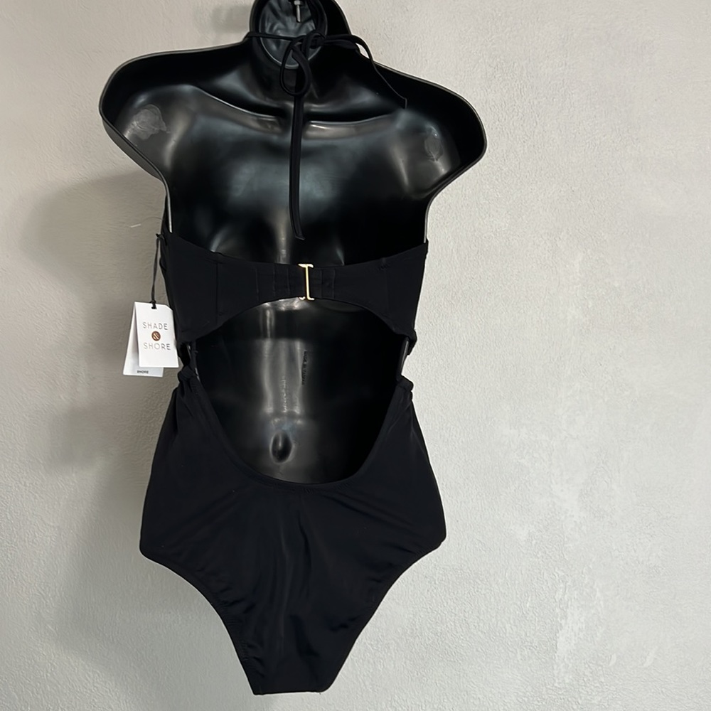 NWT Shade and Shore Black Plunge One Piece Swimsuit Size 34DD - Picture 11 of 13